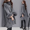Autumn and winter new pattern Fox Fur collar Mid length version Fur coat temperament cloak Shawl Hepburn Woollen cloth overcoat