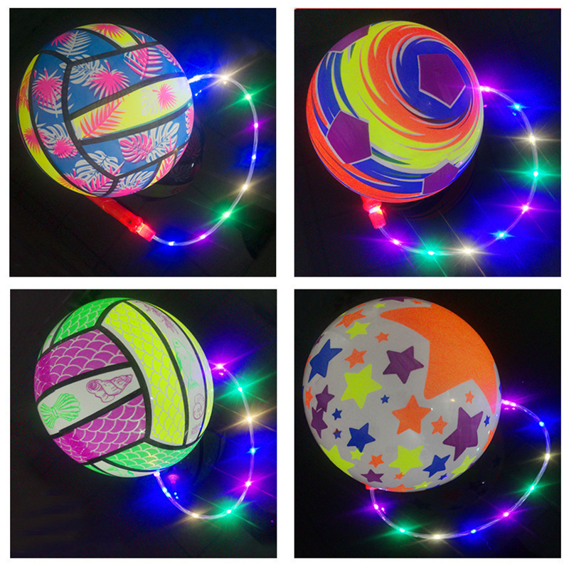 Large Luminous Swing Ball Fitness Ball Ball Inflatable Elastic Ball Colorful Flashing Light Children's Toy Stall Factory