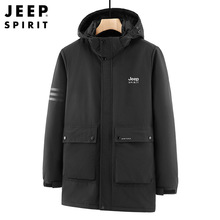 JEEP SPIRIT新款男士时尚中长款棉服休闲防风宽松大码男棉衣外套