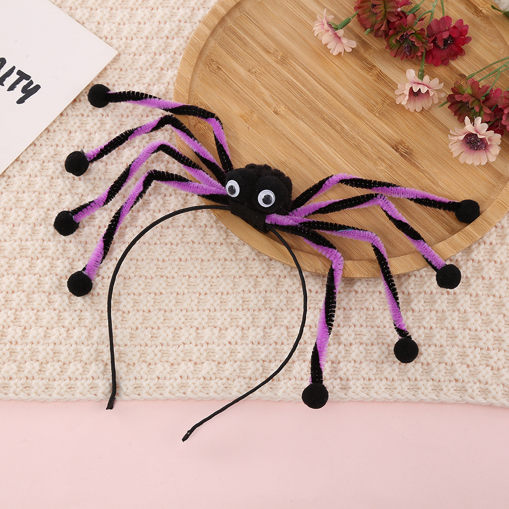 Cross-Border Halloween Spider Headdress Hair Ball Creative Funny Spider Head Performance Masquerade Dress up Headband