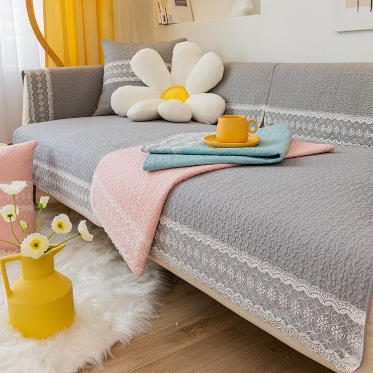 韩式简约清新纯棉沙发垫布艺防滑坐垫全棉沙发巾全盖定制沙发套罩
