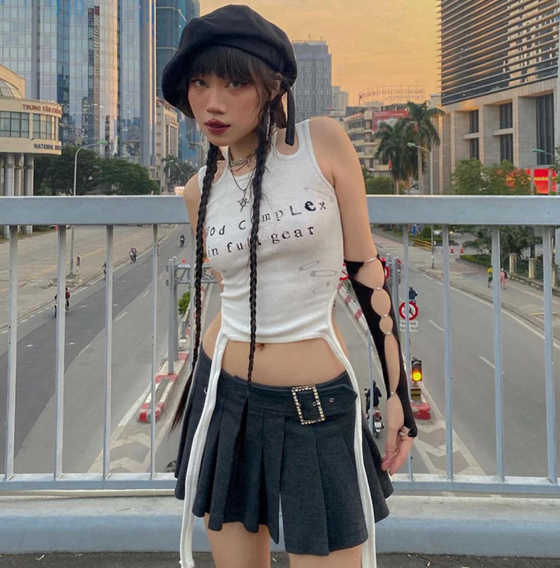 y2k千禧风欧美性感街拍复古街拍ins网红短款紧身百搭辣妹短袖t