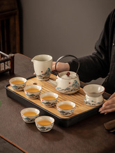 2024新款汝窑功夫茶具套装家用喝茶轻奢高档提梁茶壶陶瓷茶杯中式