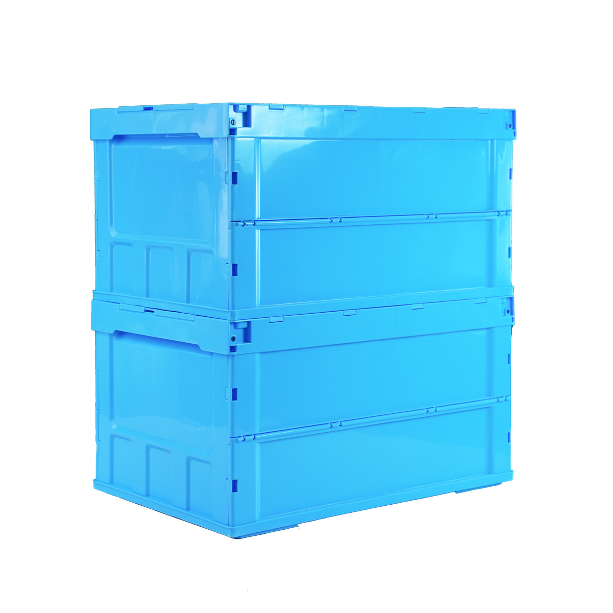 Oblique Insertion Foldable Logistics Box with Lid Plastic Storage Box Blue Food Industrial Storage Non-Airtight Crate