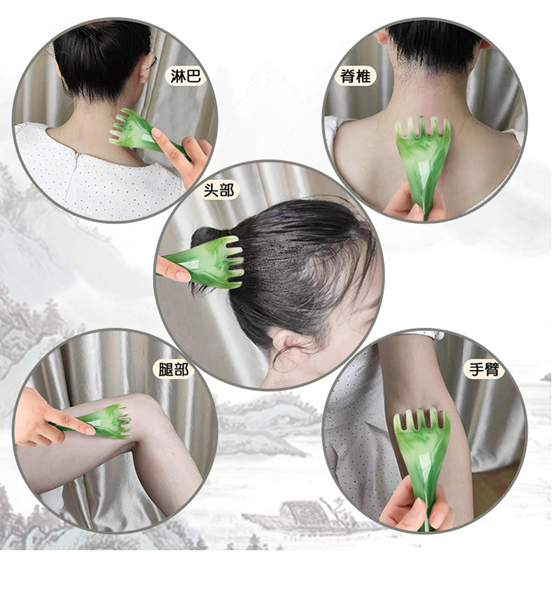 工厂直销五爪头疗梳子经络梳头部按摩梳五齿梳按摩爪头部刮痧板