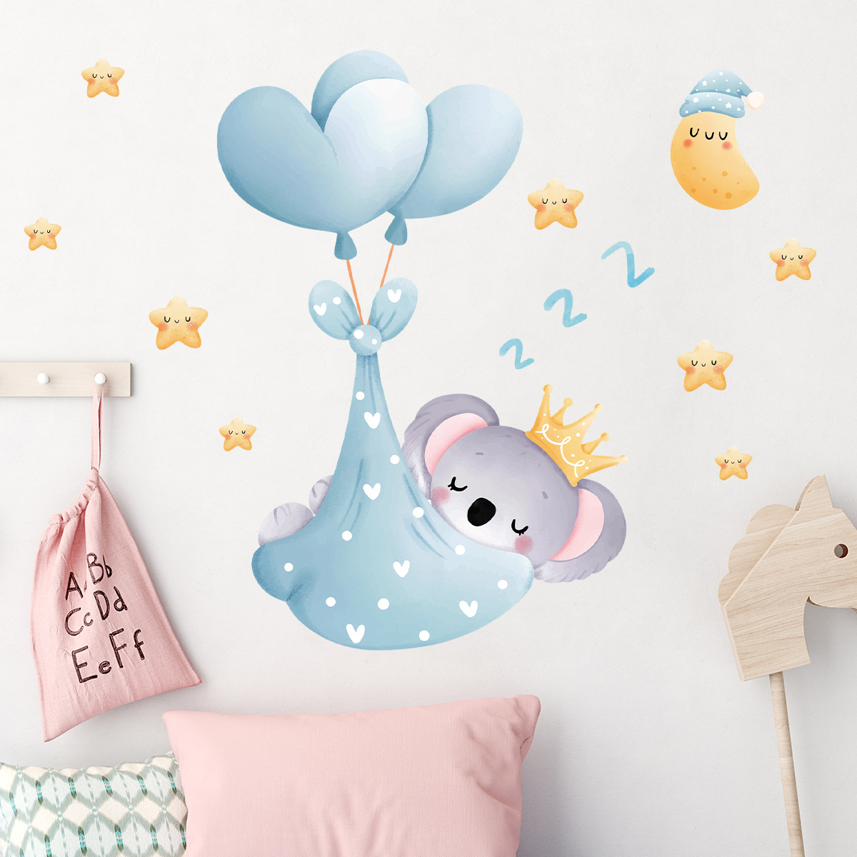 br0006e卡通蒂芙尼蓝可爱考拉自粘墙贴客厅卧室房间家居装饰贴纸