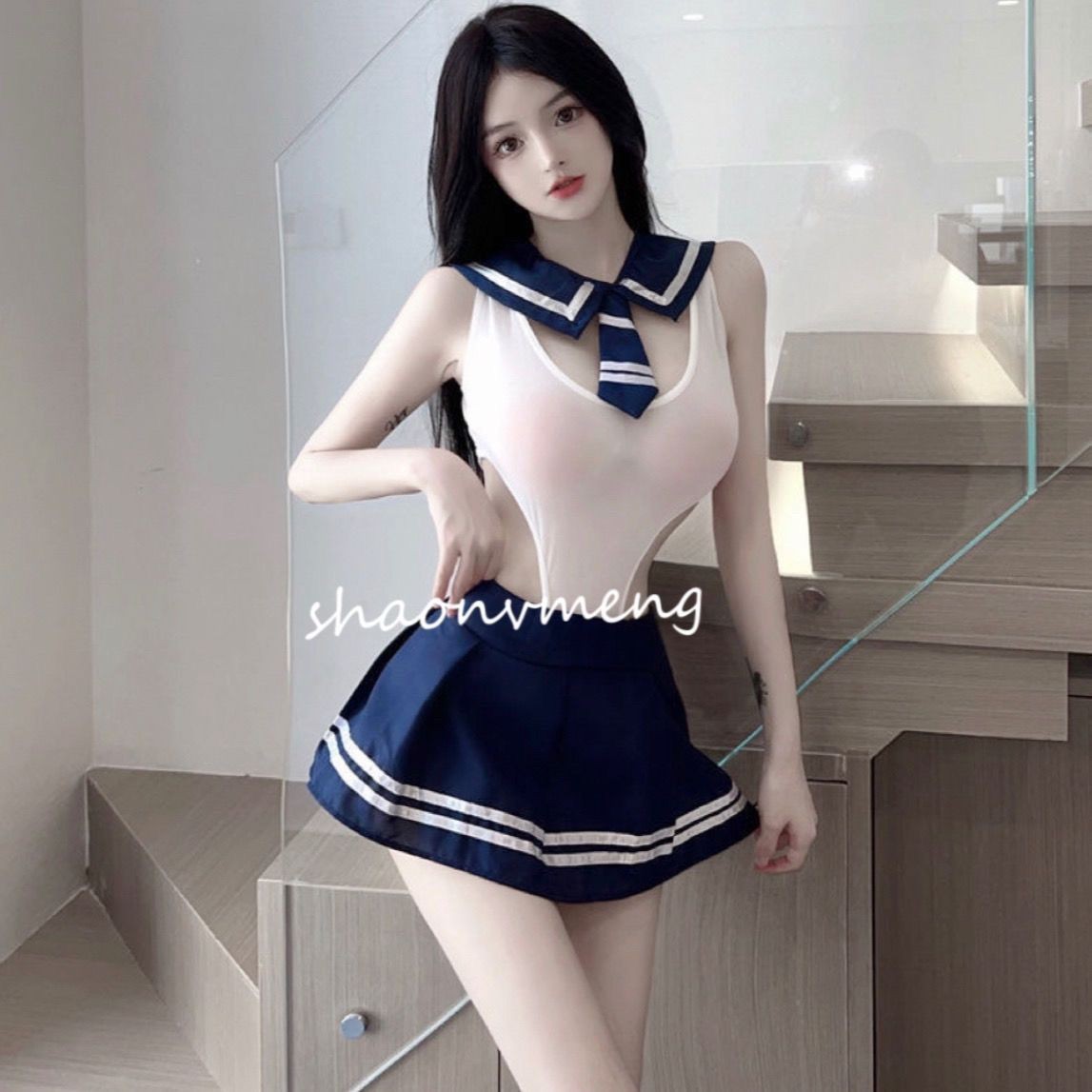 Sexy Lingerie Innocent Student Uniform Sailor Secretary Uniform Sexy Skirt Suit Soft Girl College Style Short Skirt JK Style