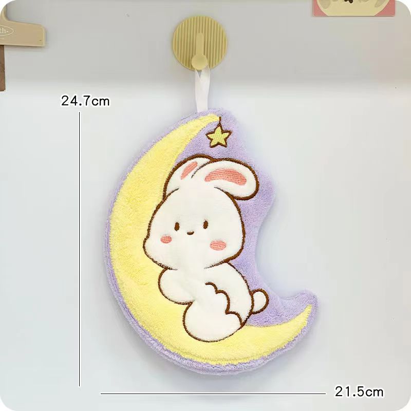 Moon Rabbit Hand Towel Household Hanging Children Hand Towel Wholesale Absorbent Small Hand Towel Cute Cartoon Cloth Hand Towel