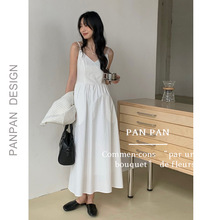 PANPAN法式白色仙女裙吊带裙海边度假连衣裙显瘦夏季裙子小众长裙