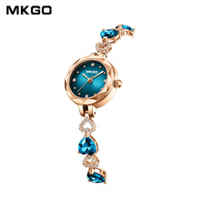 MKGO陌佧高时尚优雅简约手链 轻奢水晶镶钻防水女士海洋之芯腕表