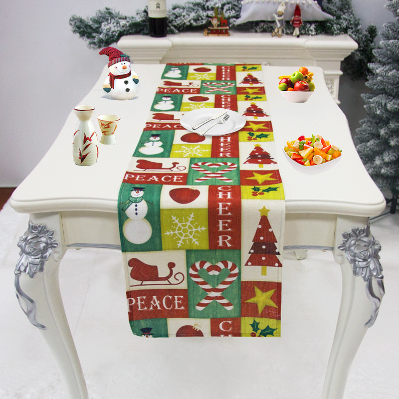 Christmas Table Runner Amazon Decorative Cloth Tablecloth Household Holiday Gift Long Tablecloth Placemat Dustproof Tablecloth