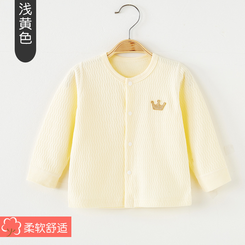 Baby Spring and Autumn Long Sleeve Top Newborn Spring and Autumn Base Male and Female Baby Cardigan Autumn Clothes Open Buckle Bottoming Shirt Autumn Clothes