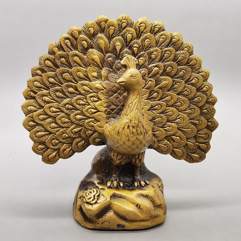 仿古做旧黄铜孔雀开屏家居摆件铜孔雀动物客厅摆设