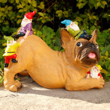 跨境独立站花园斗牛犬雕像装饰树脂摆件狗狗侏儒花园艺术装饰摆饰