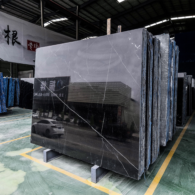 天然大理石黑白根石材 别墅地板墙身干挂 水刀拼花 楼梯踏步圆柱