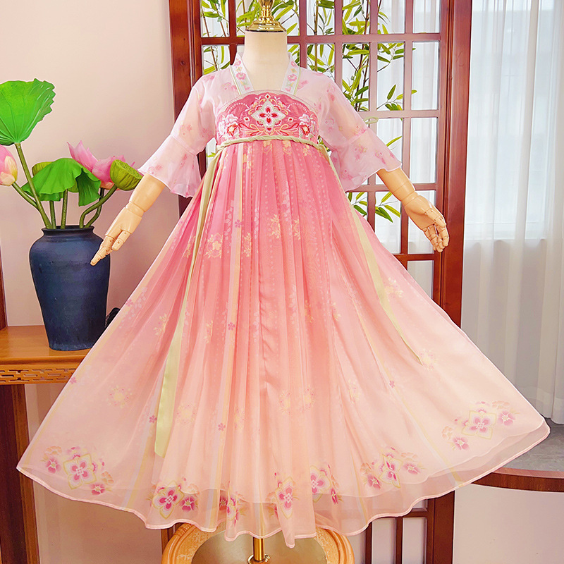 汉服女童夏款2024新款古风连衣裙小女孩唐装儿童超仙古装裙子夏季