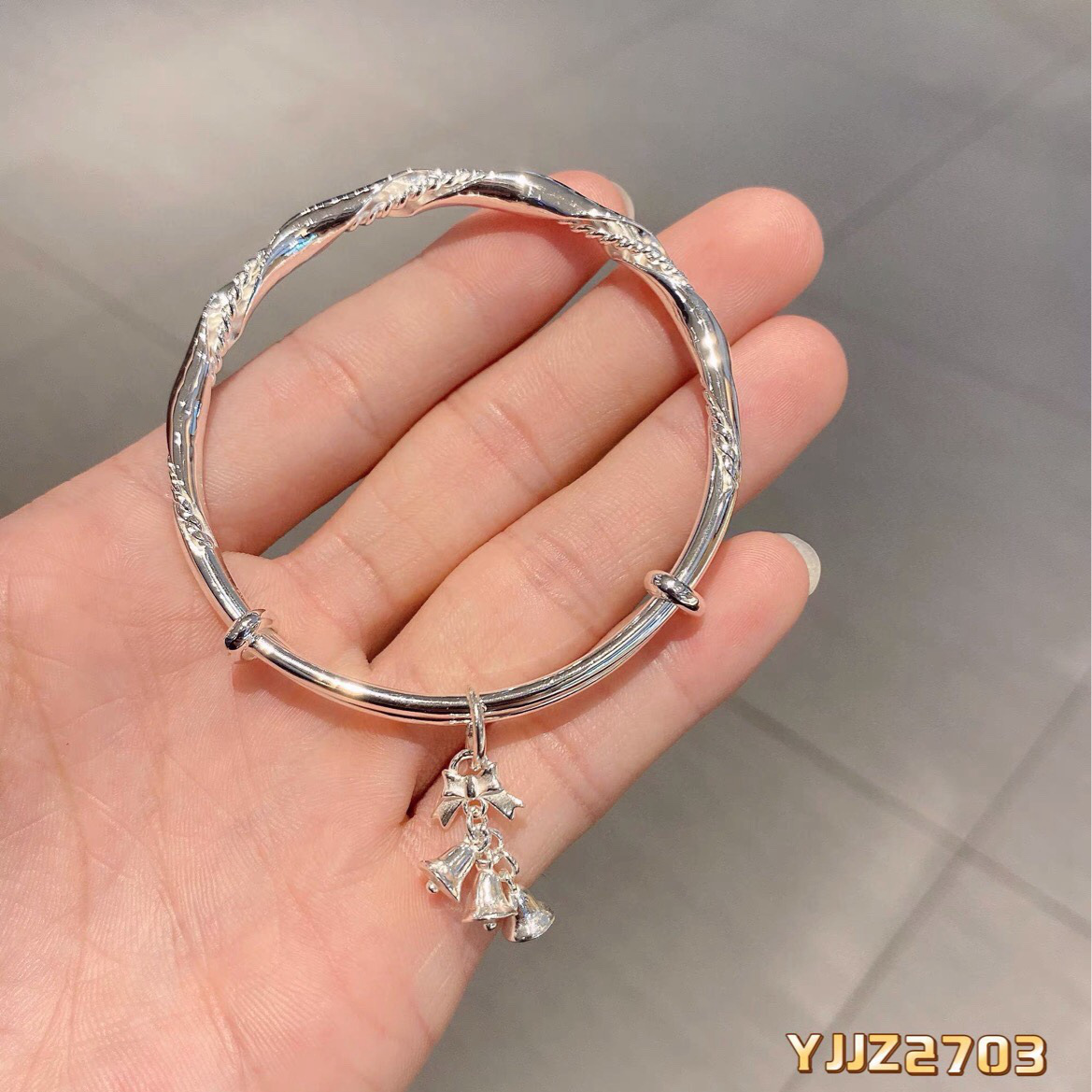 梦幻风铃银手镯女999纯银小众设计少女年轻款编织缠绕足银镯子