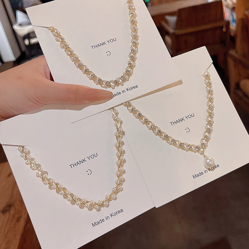 Light Luxury Minority Super Fairy Wild Pearl Necklace for Women Refined Zircon Internet Celebrity Same Style Temperament Clavicle Chain Wholesale Necklace