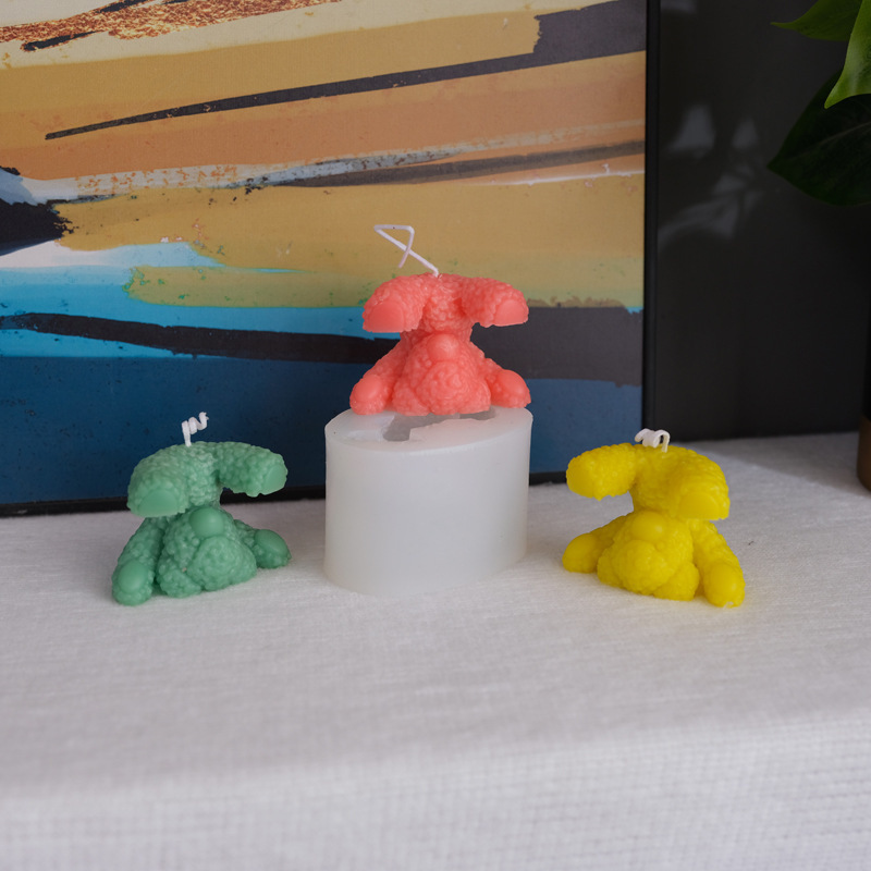 倒立熊香薰蜡烛模具 可爱萌萌小熊韩式羞羞熊巧克力蜡烛硅胶模具