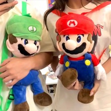 跨境新款超级玛丽背包毛绒玩具Super Mario毛绒马里奥包包公仔
