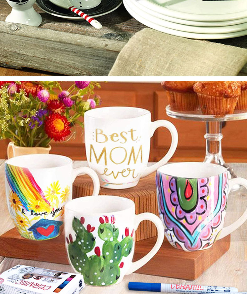 跨境亚马逊马克笔陶瓷专用玻璃diy马克杯涂鸦上色水性丙烯陶瓷笔