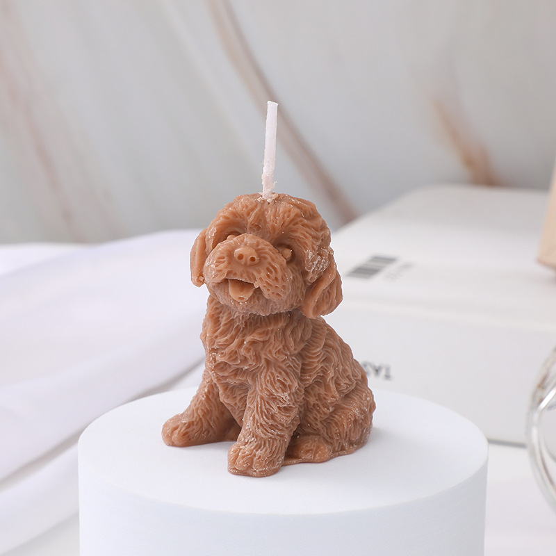 Creative Cute Curly Hair Poodle Candle Boutique Window Decoration Aroma Candle Decorative Poodle Candle