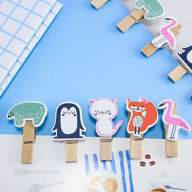 创意可爱卡通木夹 diy装饰照片便签夹 动物麻绳夹子卡通夹子批发