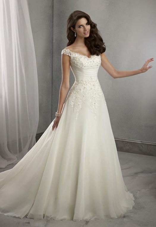 婚纱礼服2020新款外贸蕾丝显瘦婚纱一字肩婚纱weddingdress