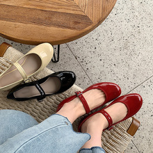 浅口低跟玛丽珍单鞋2023夏季新款简约韩版休闲一字扣单鞋