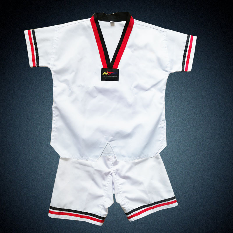 跆拳道裁判服跆拳道道服男童老师白带纯棉专业服装儿童红带长袖