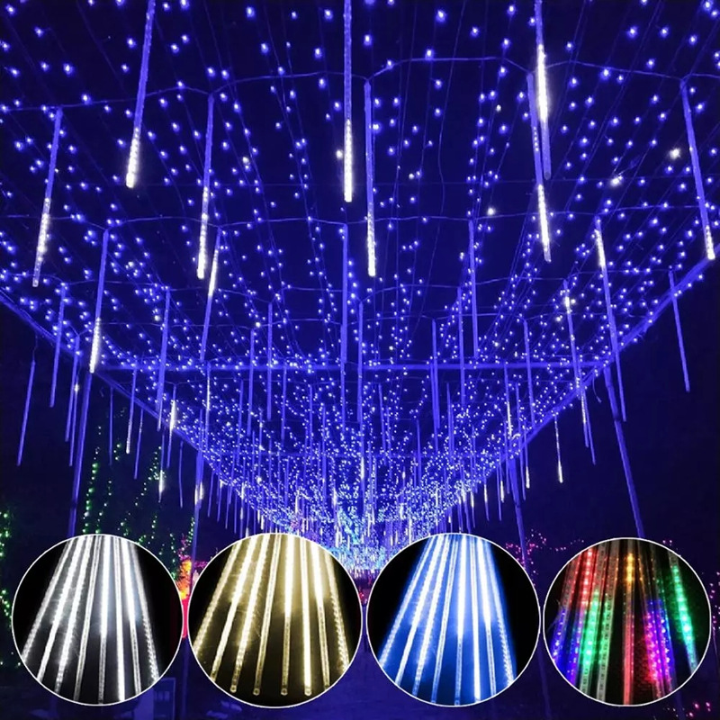 户外庭院热销款流星雨灯串dc7v挂树贴片冰条灯管圣诞七彩装饰灯