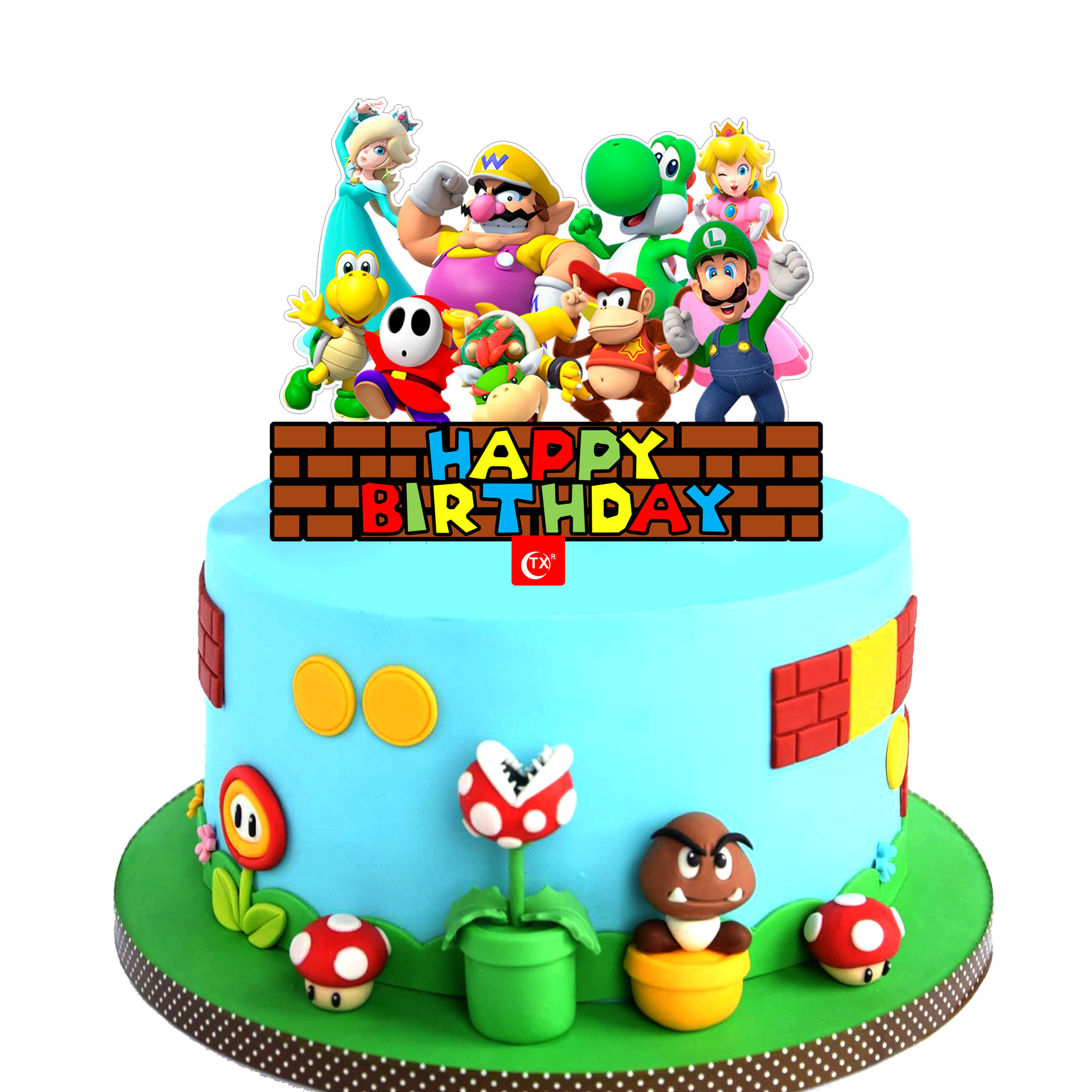 tx亚克力卡通马里奥游戏主题蛋糕插牌儿童生日派对装饰用品摆件