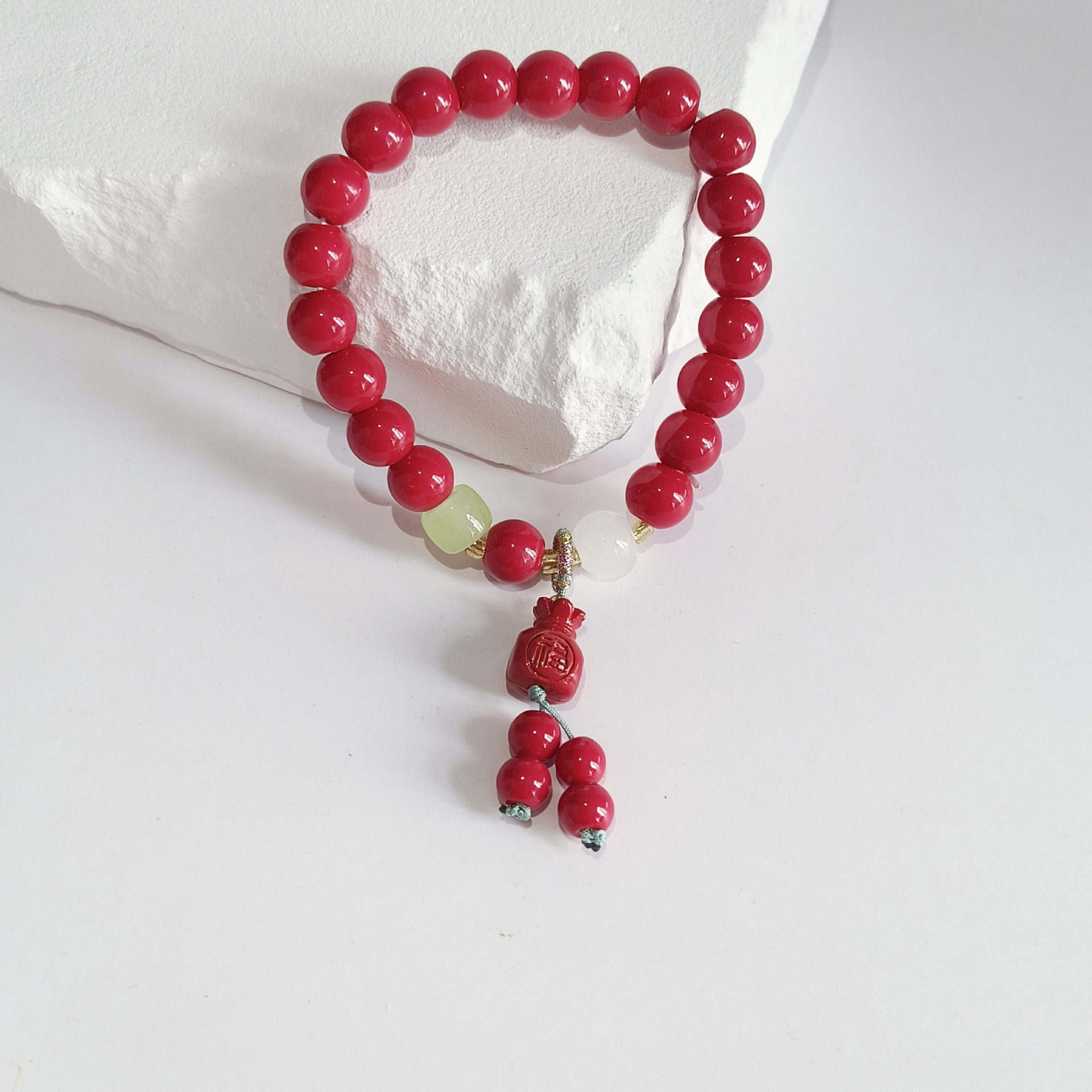 朱砂福袋串珠手串女轻奢复古新款国潮民族风本命年手链闺蜜礼物