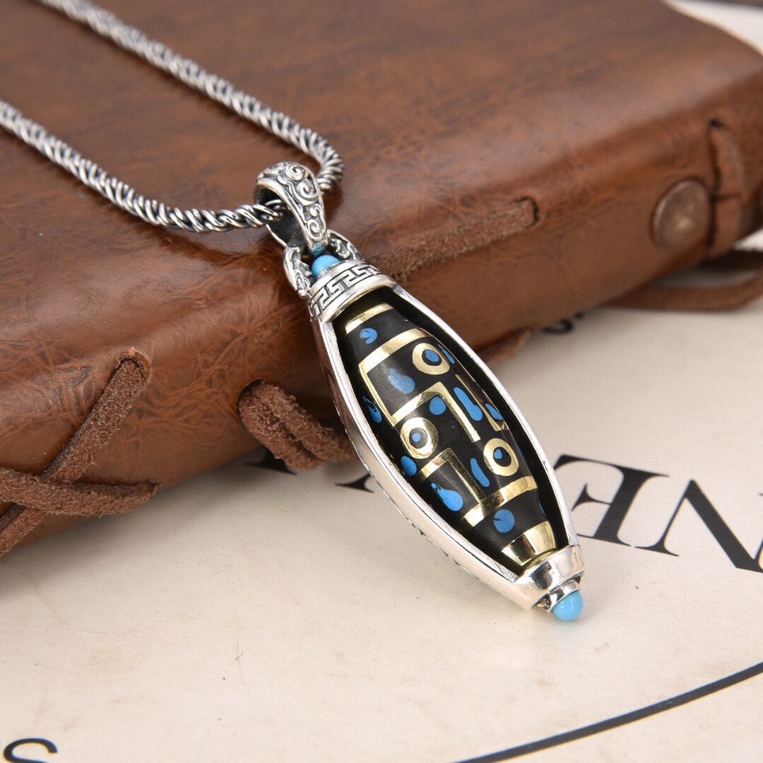 玉弘新款新款滴胶九眼天珠吊坠创意设计藏式复古毛衣链坠男女配饰