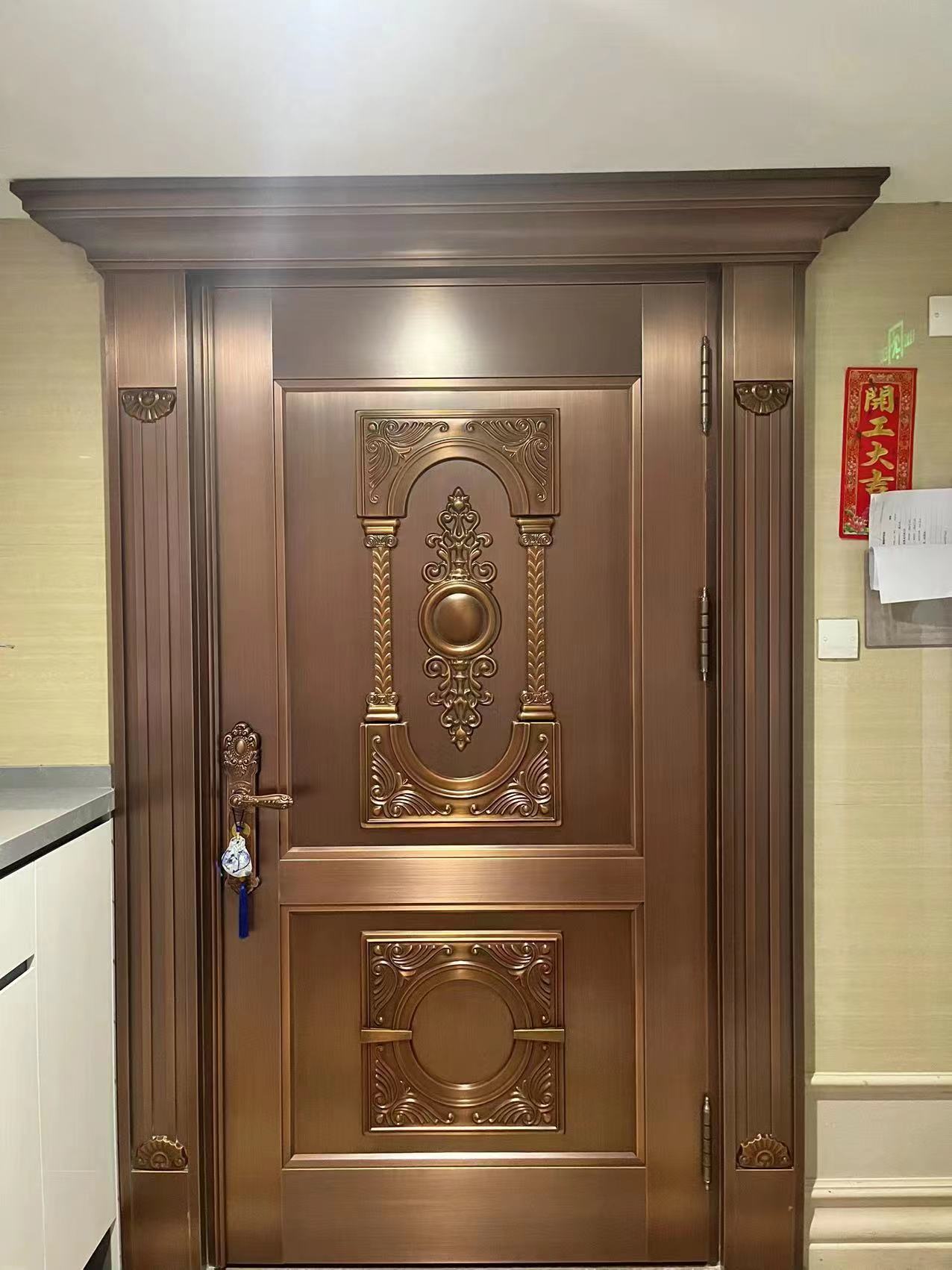 鲁班尺制造进户门别墅纯铜门商品房防盗门农村自建房不锈钢大门