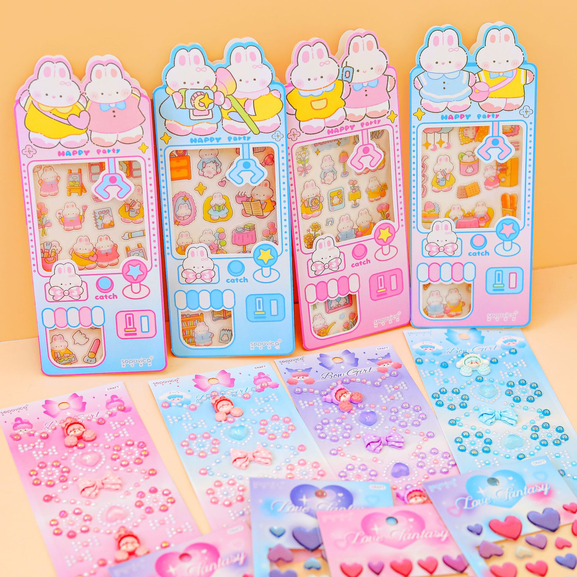 斯普维加 蝴蝶结女孩珍珠钻贴 卡通儿童贴纸少女心手帐贴纸-阿里巴巴