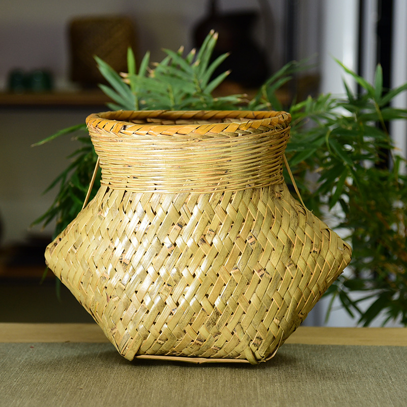 摘茶叶竹编背娄采篓的篮子农用采茶大竹篓斜挎采摘篮表演道具鱼篓