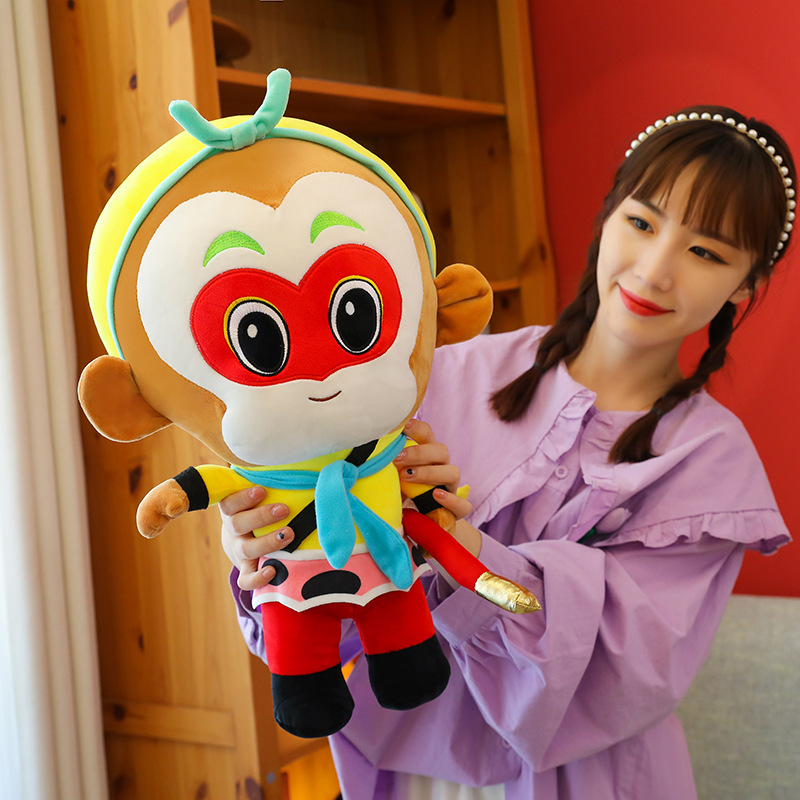 网红孙悟空毛绒玩具公仔儿童可爱卡通齐天大圣玩偶抱枕布娃娃批发