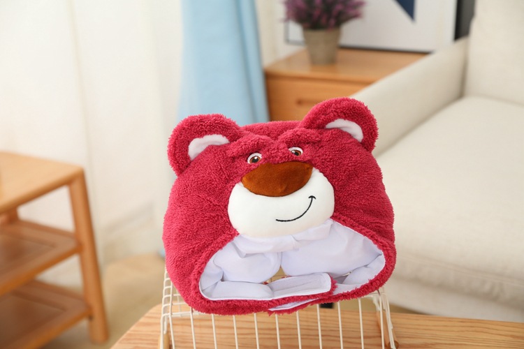 批发 红色可爱熊头套帽子 毛绒头套 拍照道具写真道具 卡通头套