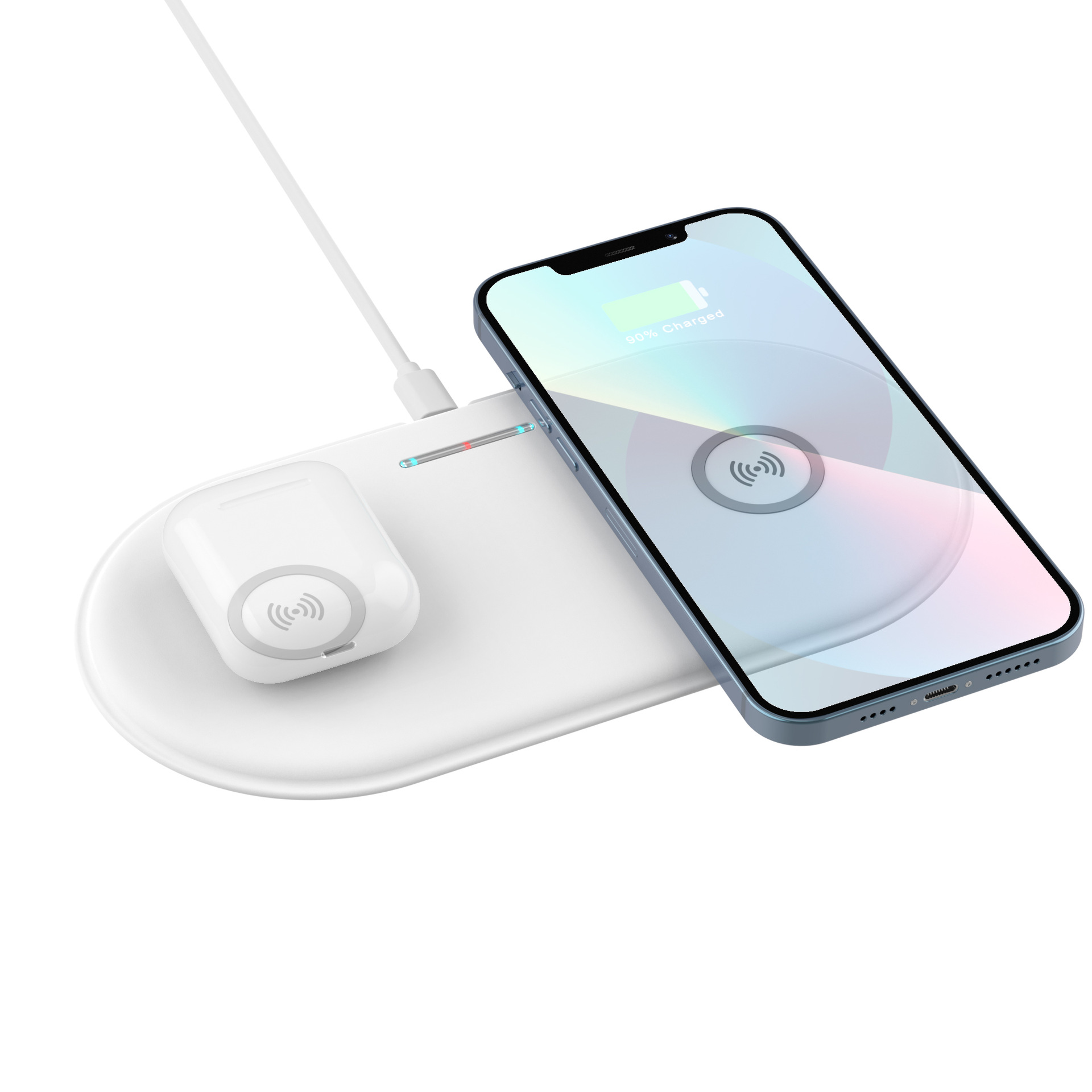 双充二合一无线充电器一拖二手机耳机充电器兼容10w15w充电一带二