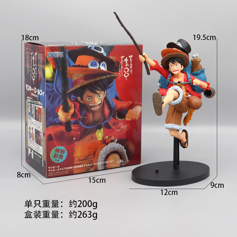 Anime Garage Kits One Piece Luffy Ace Sabo Sailing Running Backpack Model King Decoration Superstar Shaped Doll Decoration