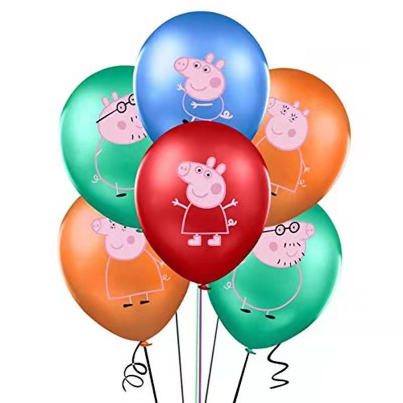 卡通小猪佩琪儿童派对装饰 宝宝生日周岁布置 12寸乳胶组合气球