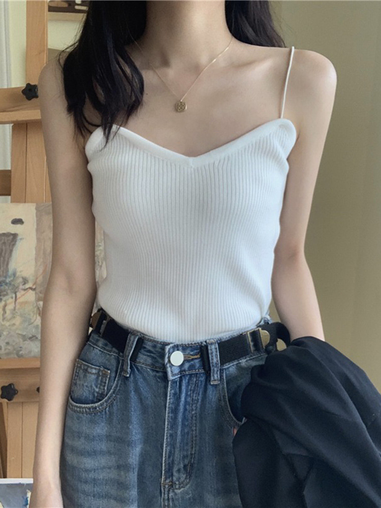 2022年新款春夏款韩版纯色内搭打底衫针织吊带小背心外穿上衣女潮