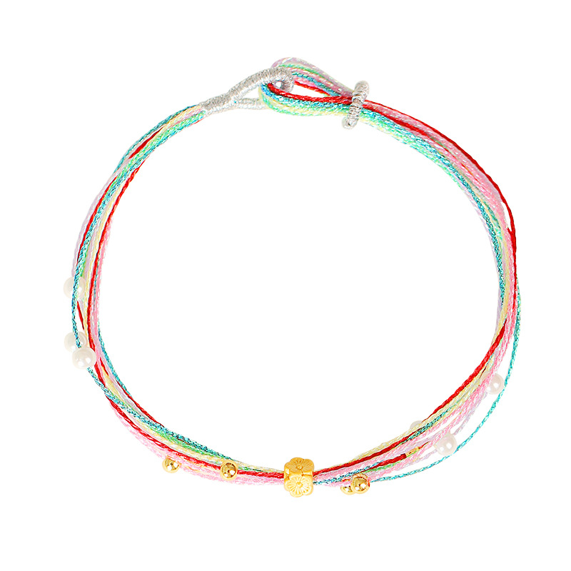 Ji Lian Ji Dragon Boat Festival Colorful Rope Carrying Strap Macaron Pearl Rainbow Sweet Summer Peach Blossom Lucky Bracelet