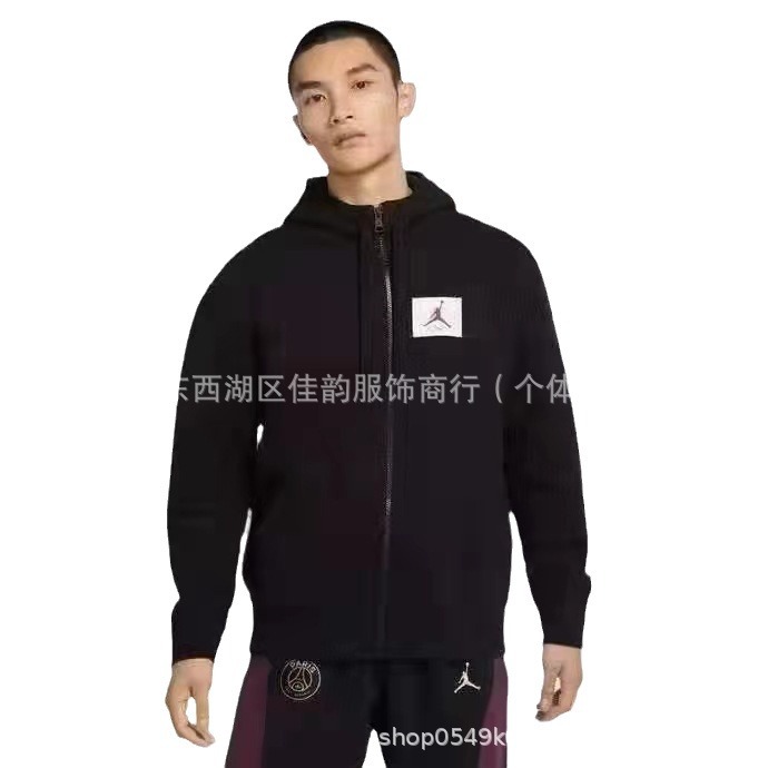 乔丹aj男子连帽开衫卫衣 飞人贴布绣情侣款开襟百搭休闲长袖外套