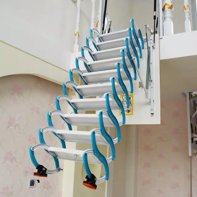 家用楼梯壁挂式侧装伸缩楼梯阁楼折叠侧装楼梯家用梯子隐藏侧装款