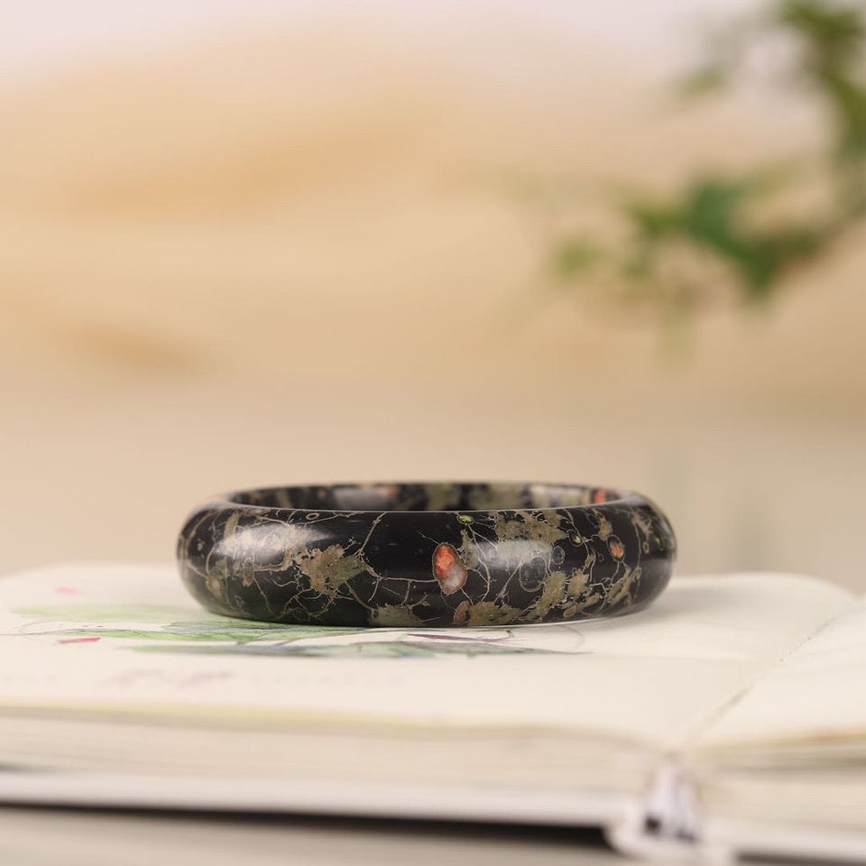 天然汝阳梅花玉手镯安山玉女款玉镯子玉石玉器饰品镯子直播货源