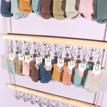 创意袜子展示架上墙挂壁式袜架带夹子挂架收纳架服装店原木饰品架