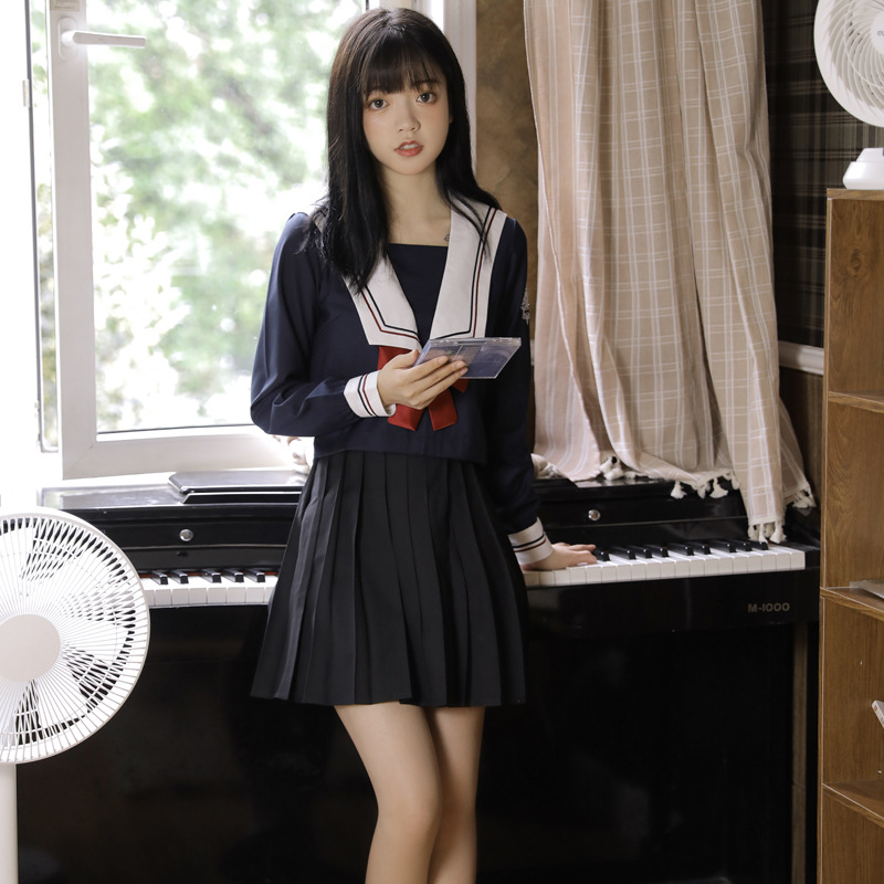 日本水手服关西襟正统jk制服班服学院风套装日系长袖水手服软妹
