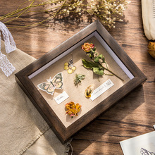 创意DIY镂空立体6 7寸相框摆台干树叶昆虫标本框纪念情侣闺蜜画框